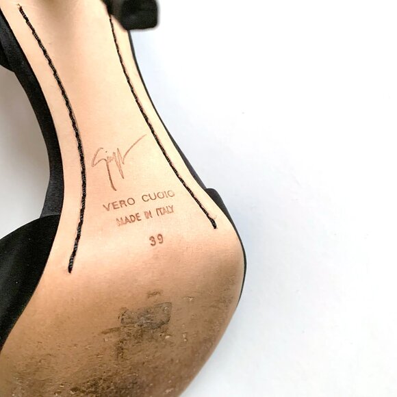 Giuseppe Zanotti x La Perla Women's Black Satin Heel Pumps Size: 39 - Picture 7 of 12